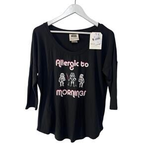 MUNKI MUNKI WOMENS LARGE LOUNGE PAJAMA TOP ONLY STAR WARS ALLERGIC TO MORNINGS